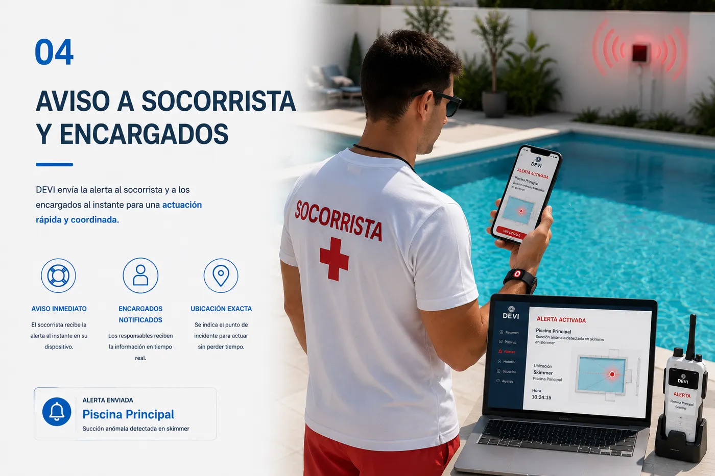Aviso a socorrista y encargados